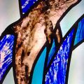 'Dolphin', Etched, Leaded and Painted Glass. Private Commission, 25cmX41cm approx.