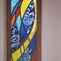 Chapel Window, 6ft x 1ft approx, Glass Etched, Painted, Leaded, 2008 - detail