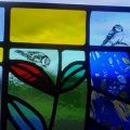 'Untitled' , leaded glass etched and painted, 105 cm X 80 cm approx.