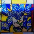 'Untitled' , leaded glass etched and painted, 105 cm X 80 cm approx.